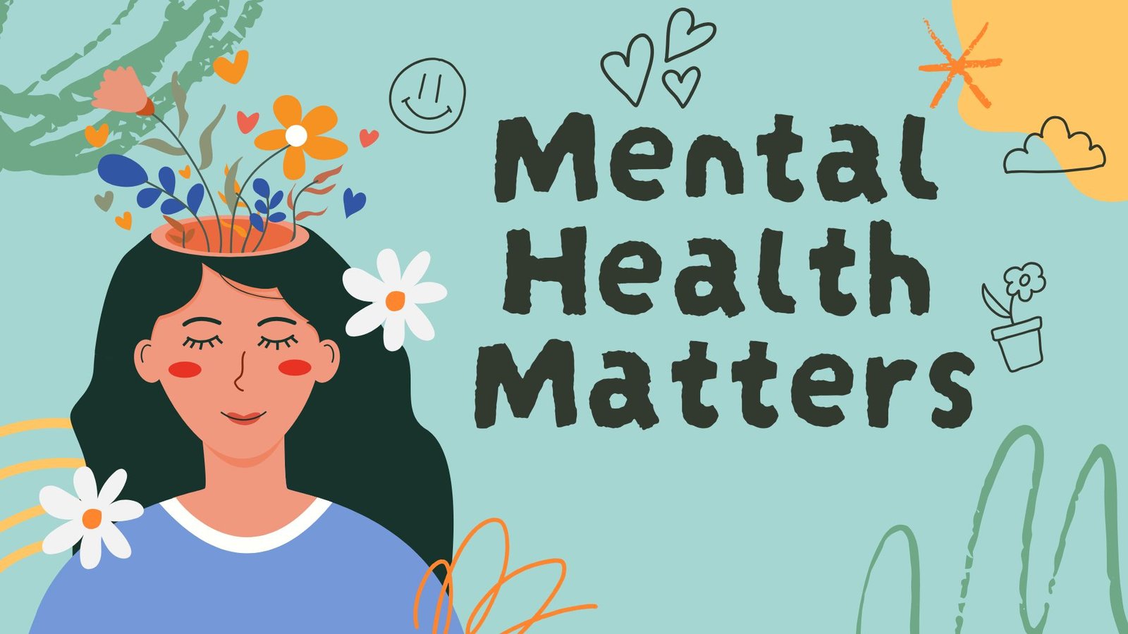 Colorful Doodle Playful Illustrative Mental Health Presentation
